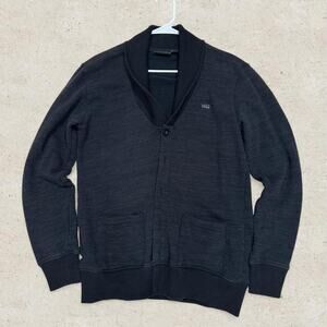 Vans Men's Shawl Collar Cardigan Sweater Heathered Charcoal Black size L